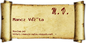 Mancz Véta névjegykártya